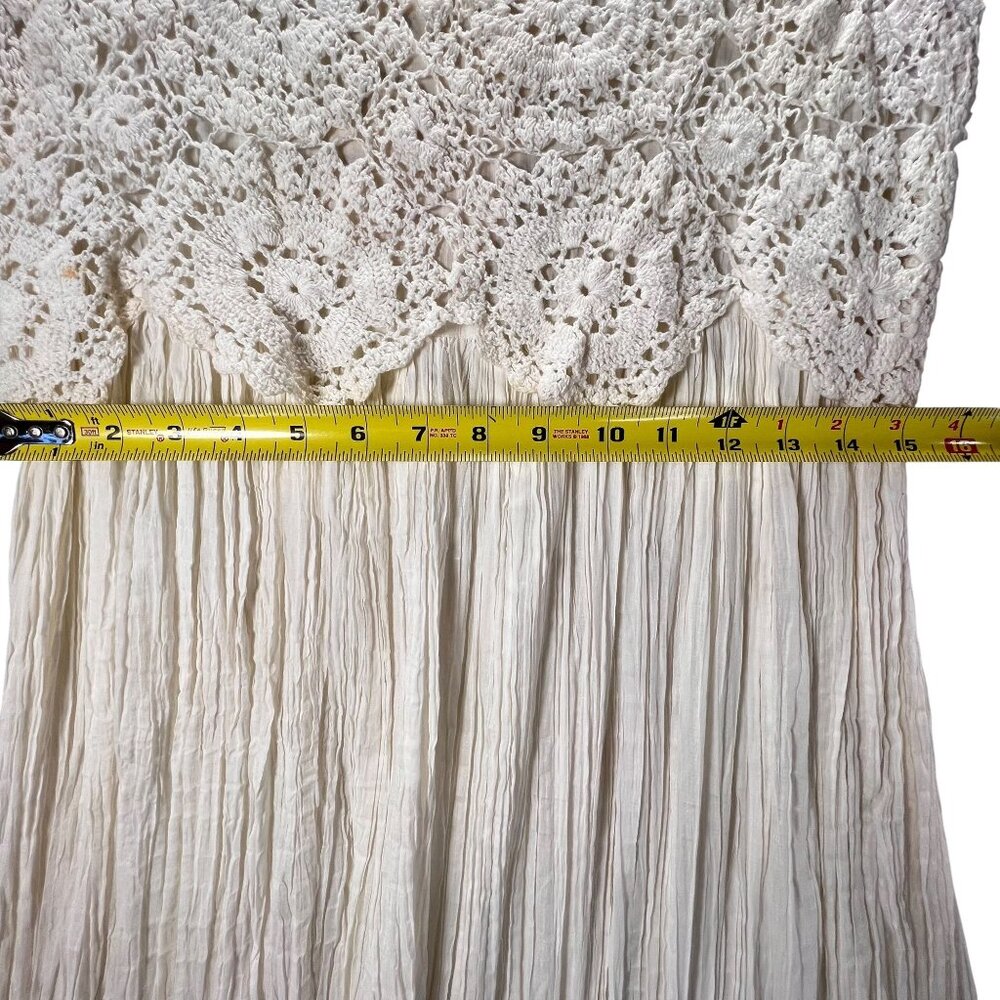 NWT Vtg Papillon Cream White Sleeveless Lace Crochet Gauzy Boho Midi Dress Med - Picture 13 of 15